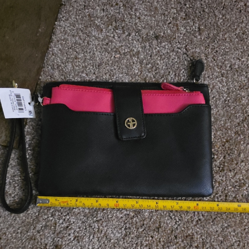 Giani Bernini Black and Pink Wristlet